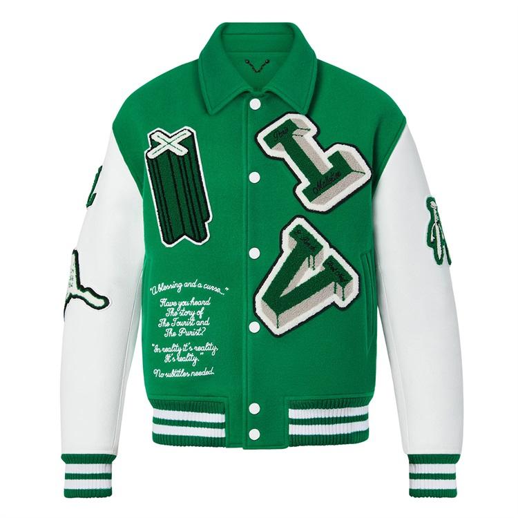 High Quality Custom Design Embroidery Logos Customized Chenille Patchwork Cowhide Leather Sleeves and Wool Body Letterman Baseball Sports Bomber Varsity Jackets