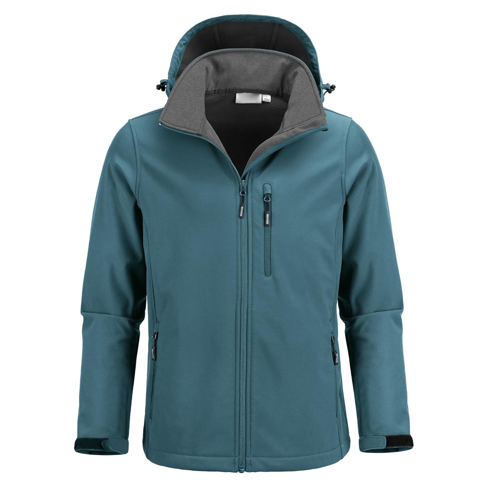 Hooded Softshell Jacket with Reinforced Shoulder Design and Multi-Pocket Utility Fit for Outdoor Fashion Lines (2)