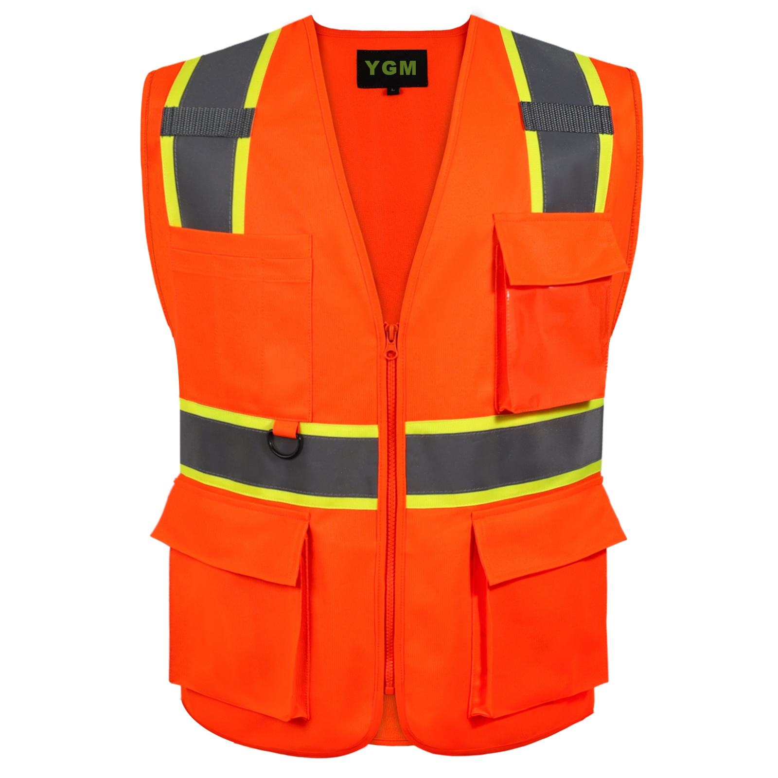 Black Yellow Orange Reflective Vest Custom Logo Construction Worker Hi-Viz Safety Security Wear (2)