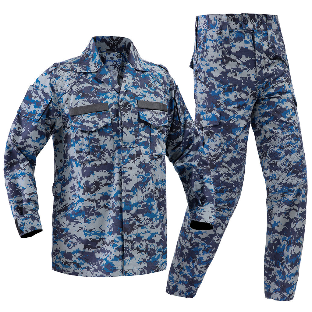 Custom Blue Digital Camo Tactical Uniform Set for Malaysian Air Security Departments Durable Jacket and Pants for Field Use (6)